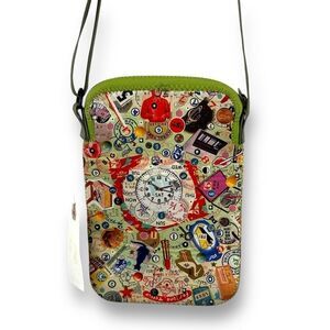 Art Bird Strappy Go Lucky Crossbody Sling Bag Maximalist Artsy Collage Travel